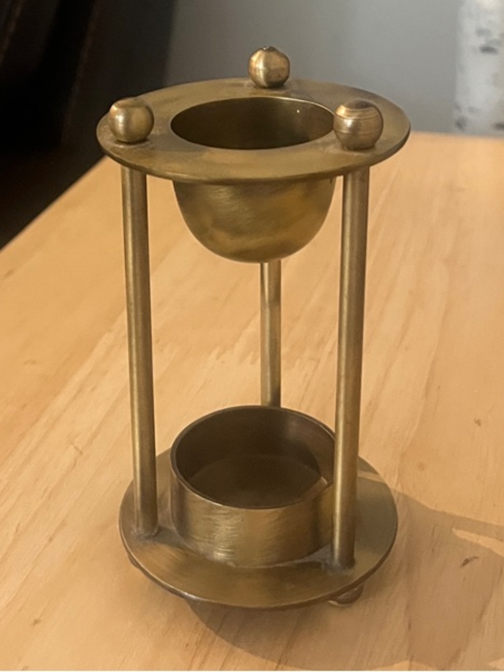 Mid-Century Modern Oil Warmer Pillar - Antique Gold Finish